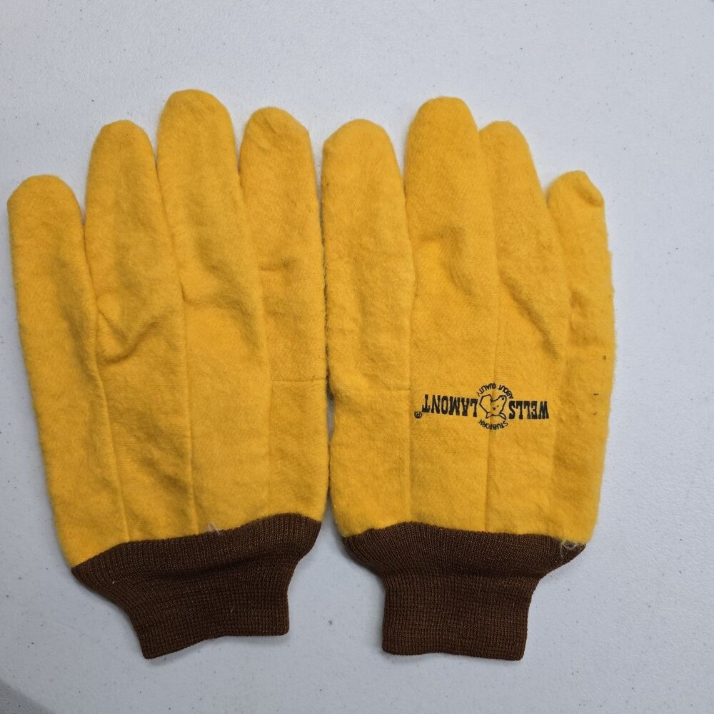 Vintage Wells Lamont Handy Andy Work Chore Gloves Cotton Felt Knit Wrist NWOT